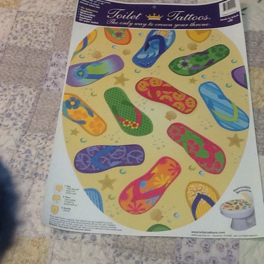 Toilet Tattoo Flip Flops Lid Cover Decor Reusable